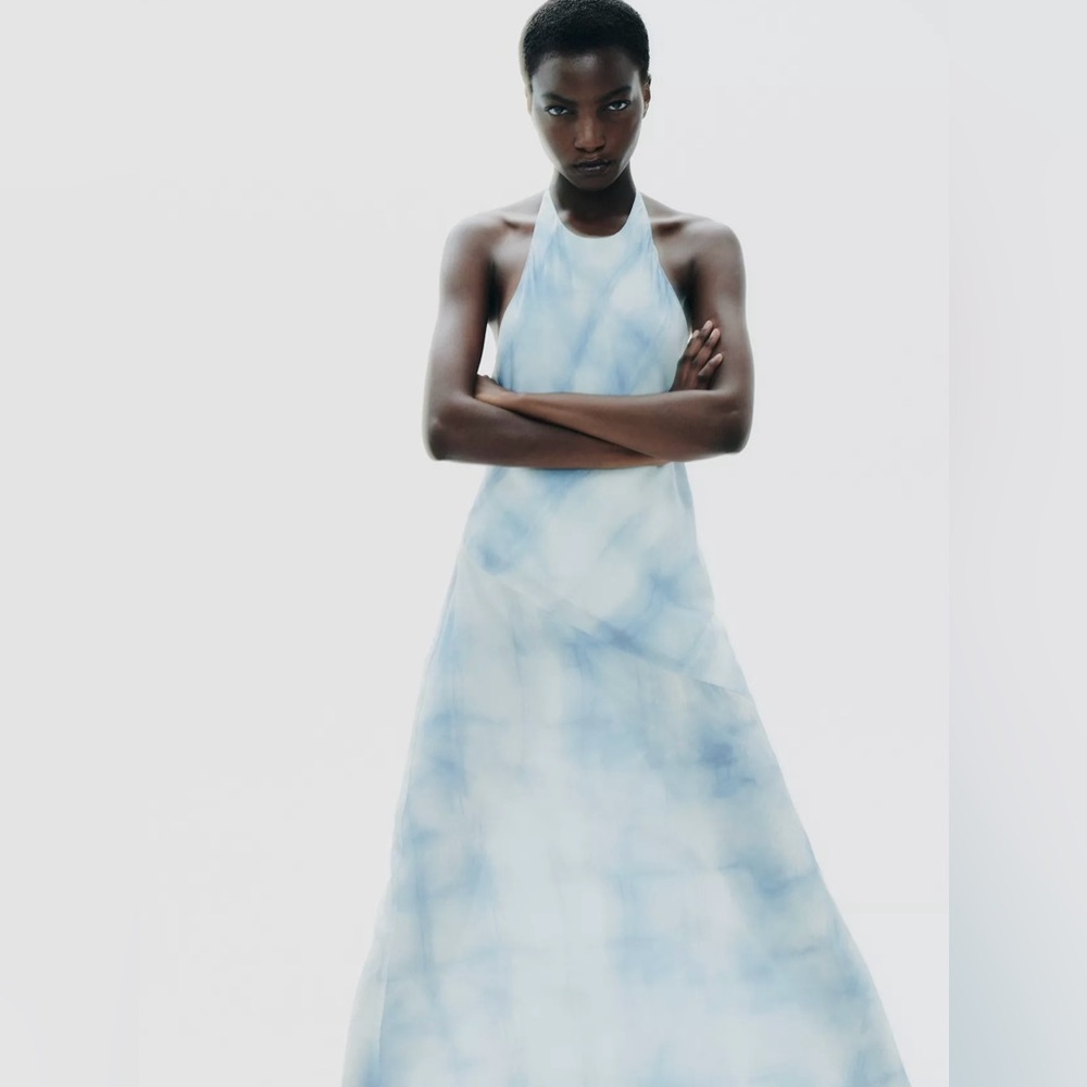 Zara long halter tie dye dress
